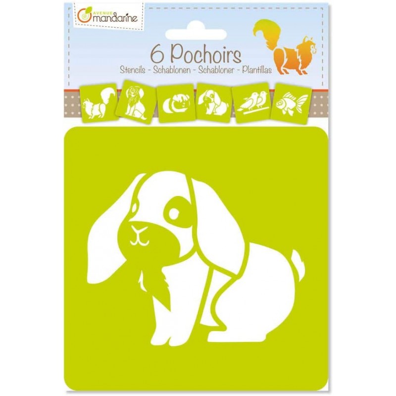 Avenue mandarine - Kit de 6 pochoirs animaux familiers