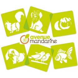 Avenue mandarine - Kit de 6 pochoirs animaux familiers