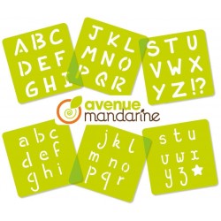 Avenue Mandarine - lot de 6 pochoirs - Alphabet