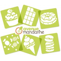 Avenue Mandarine - Lot de 6 pochoirs - Gourmandises