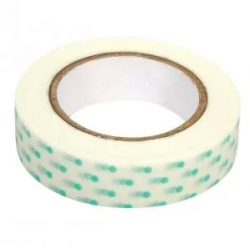 Rayher - Rouleau de washi tape - Blanc à pois verts - 15 mm x 15 mètres