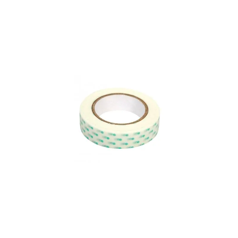 Rayher - Rouleau de washi tape - Blanc à pois verts - 15 mm x 15 mètres