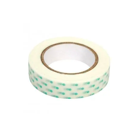 Rayher - Rouleau de washi tape - Blanc à pois verts - 15 mm x 15 mètres