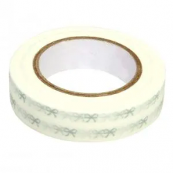 Rayher - Rouleau de washi tape - Noeuds blancs et argents - 15 mm x 15 mètres