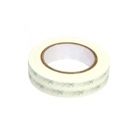 Rayher - Rouleau de washi tape - Noeuds blancs et argents - 15 mm x 15 mètres