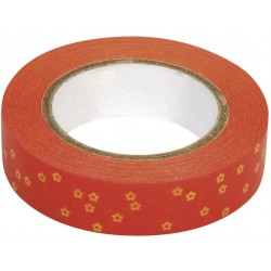 Rayher - Rouleau de washi tape - Orange fleurs jaunes - 15 mm x 15 mètres