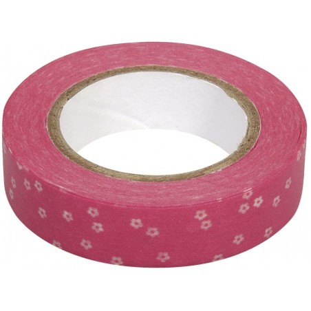 Rayher - Rouleau de washi tape - Rose fleurs blanches - 15 mm x 15 mètres