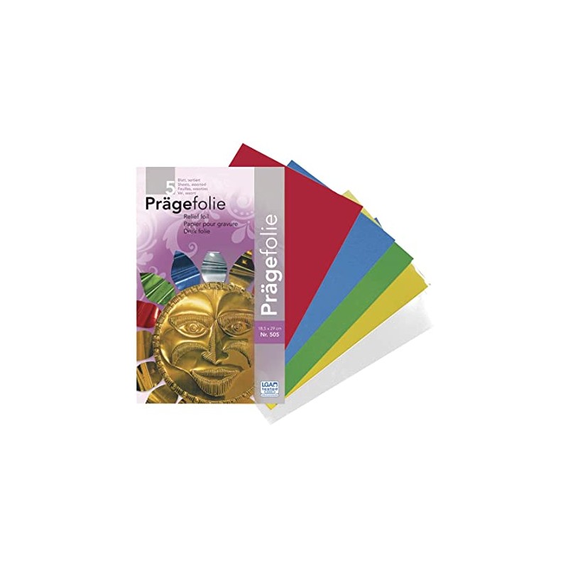 Rayher - Pochette de papier métallisé pour gravure - 5 feuilles couleurs - 18,5x29 cm