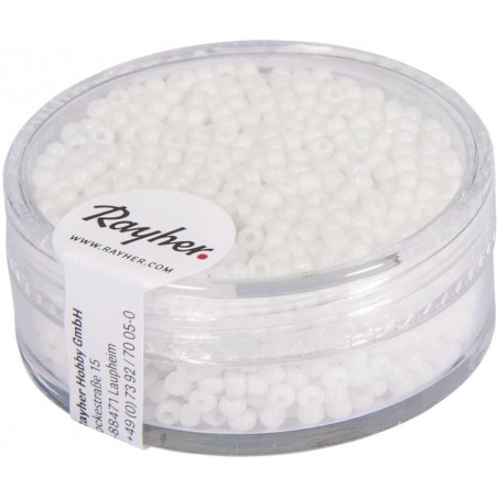 Rayher - Boîte de perles de rocaille - Blanc - 2 mm - 17 grammes