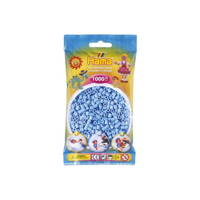 Hama - Perles - 207-46 - Taille Midi - Sachet 1000 perles bleu pastel