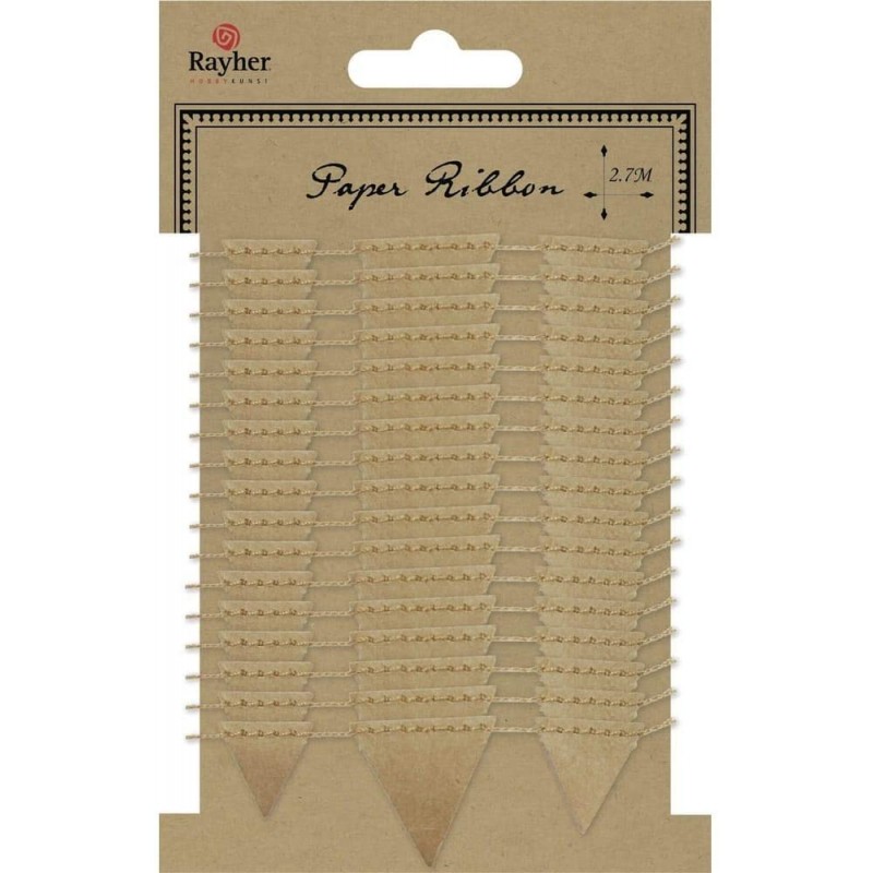 Rayher - Blister de cordon en papier avec fanion kraft - 2,7 mètres