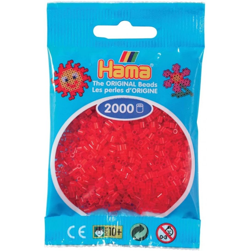 Hama - Perles - 501-13 - Taille Mini - Sachet 2000 perles rouge transparent