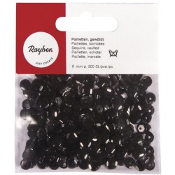 Rayher - Blister de 500 paillettes bombées percées sequin - Noir - 6 mm