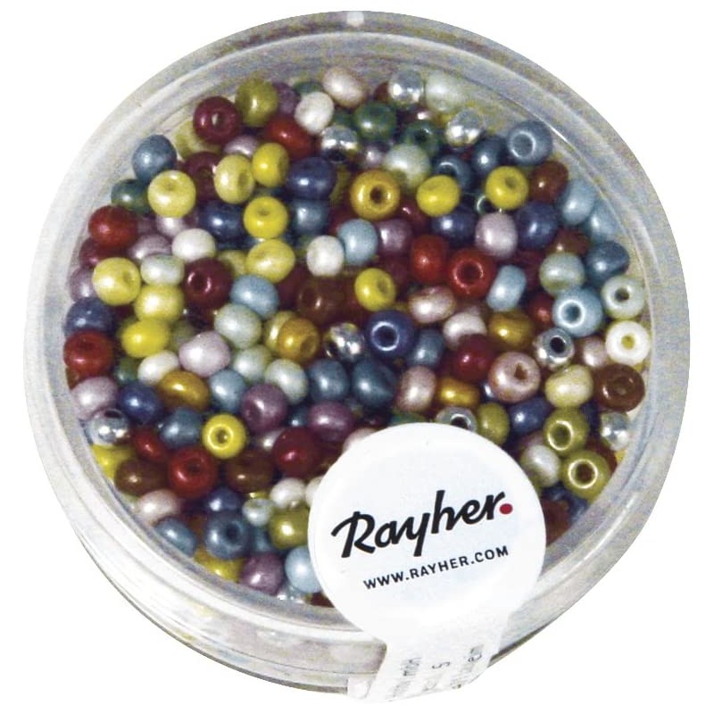 Rayher - Boîte de perles de rocaille nacrées - Couleurs assorties - 2,6 mm - 17 g