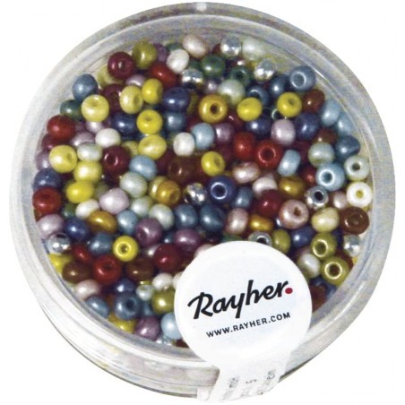 Rayher - Boîte de perles de rocaille nacrées - Couleurs assorties - 2,6 mm - 17 g
