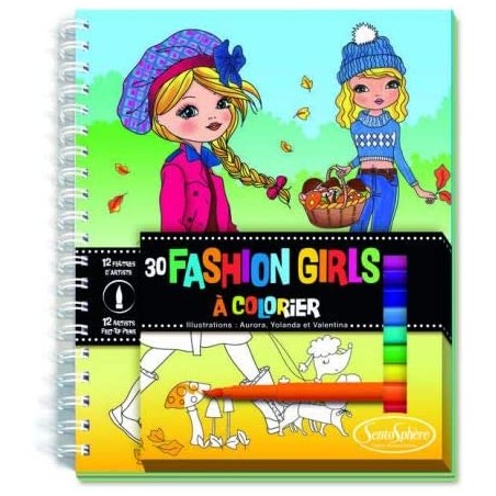 Sentosphère - 9104 - Coloriage - Fashion girls avec blister de feutres