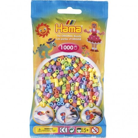 Hama - Perles - 207-50 - Taille Midi - Sachet 1000 perles pastel mix