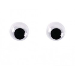 Rayher - Blister de 10 yeux mobiles en plastique - Blanc et noir - 7 mm