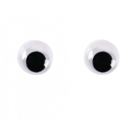 Rayher - Blister de 10 yeux mobiles en plastique - Blanc et noir - 7 mm