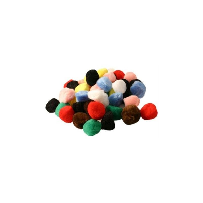 PWI - Sachet de 50 pompons - couleurs assorties