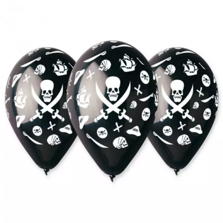 Article de fête - Sachet de 10 ballons de pirate noir