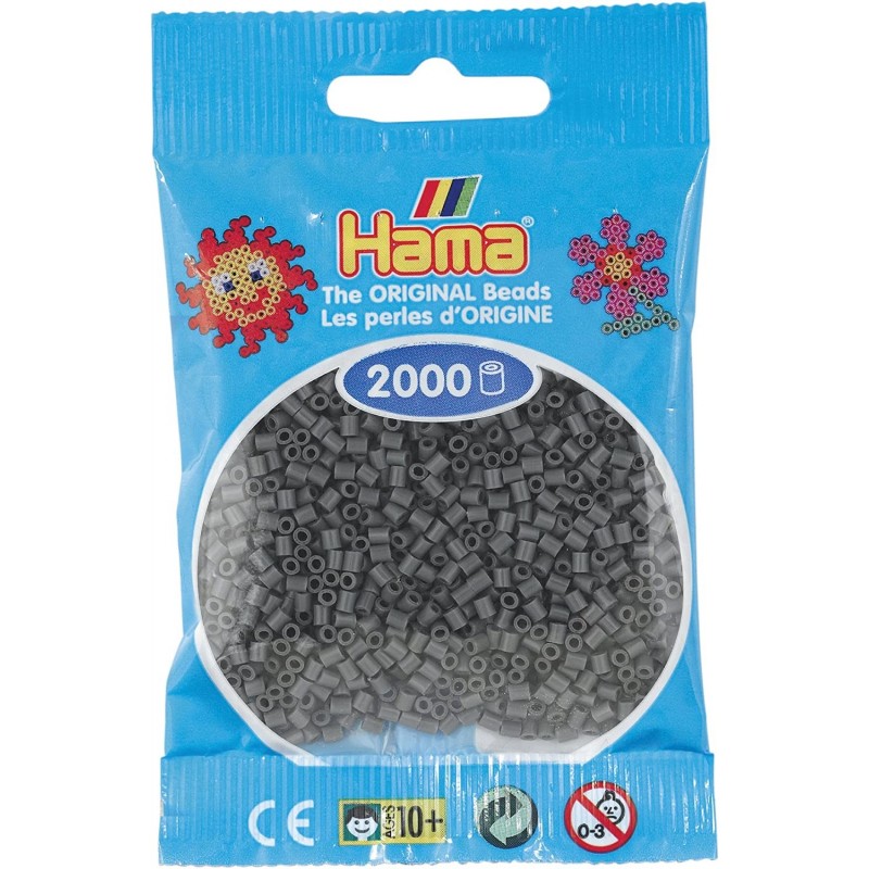 Hama - Perles - 501-71 - Taille Mini - Sachet 2000 perles gris foncées