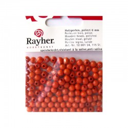 Rayher - Sachet de 115 perles en bois poli - Orange - 6 mm