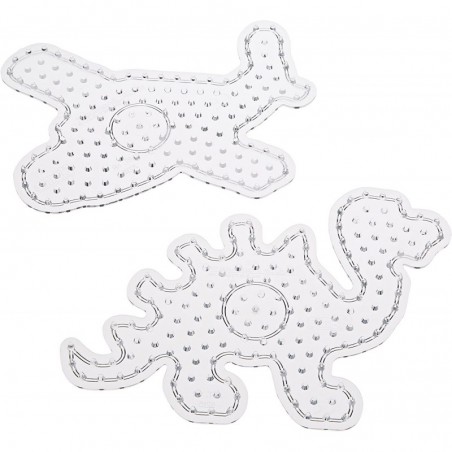 Hama - Perles - 8257 - Taille Maxi - Sachet de 2 plaques dinosaure et avion