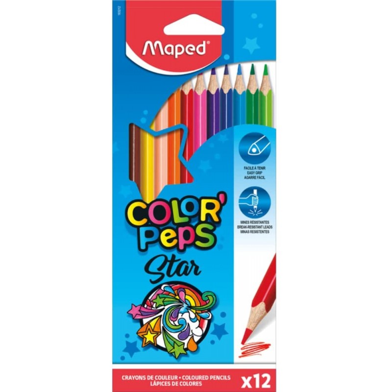 Maped - Pochette de 12 crayons de couleur Color Peps