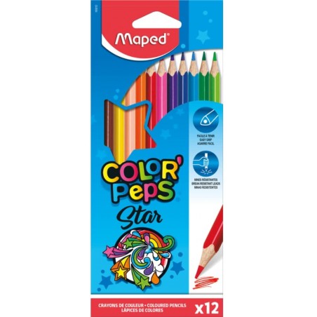 Maped - Pochette de 12 crayons de couleur Color Peps