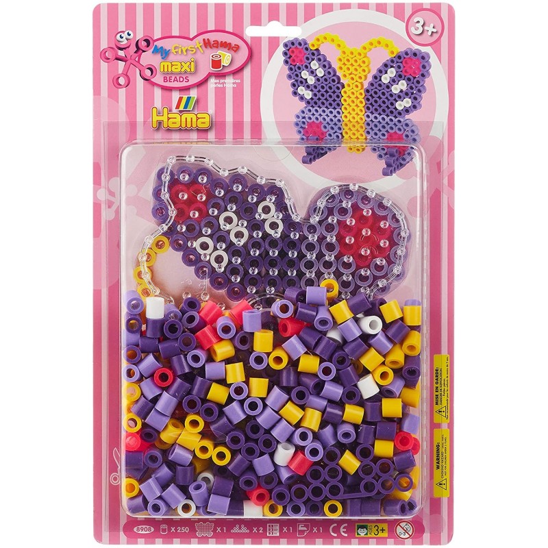 Hama - Perles - 8908 - Taille Maxi - Blister 250 perles et plaque Papillon