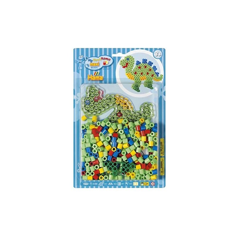 Hama - Perles - 8909 - Taille Maxi - Blister 250 perles et plaque Dinosaure