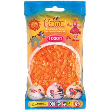 Hama - Perles - 207-38 - Taille Midi - Sachet 1000 perles orange néon