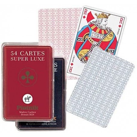 Piatnik - Jeu de cartes - Jeu de 54 cartes luxe Françaises - Boîte plastique