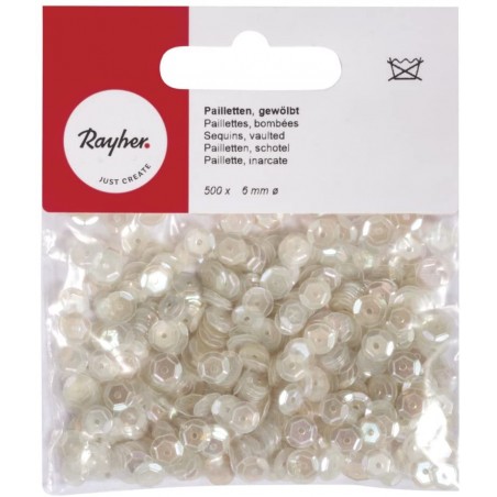Rayher - Blister de 500 paillettes bombées percées sequin - Cristal - 6 mm