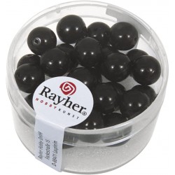 Rayher - Boîte de perles en verre - Renaissance - Noir - 8 mm - Environ 25 perles