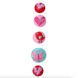 Magnet tissu 20 mm - Coeur et motif - 5 pièces - Graines créatives