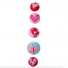 Magnet tissu 20 mm - Coeur et motif - 5 pièces - Graines créatives