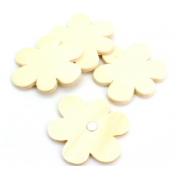 PWI - 4 magnets fleur en bois à décorer 5 cm