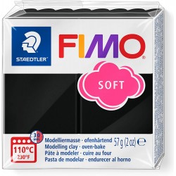 Staedtler pte à modeler FIMO soft, facile à démouler, durcissant au four, pain de 57 g noir