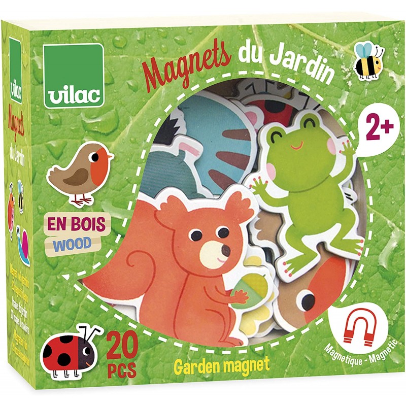 Vilac - Coffret de 20 magnets en bois - Le jardin