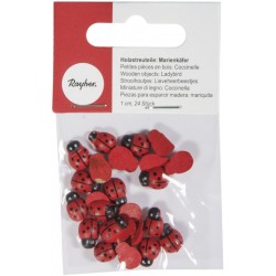 Rayher - Sachet de 24 petites coccinelles en bois peint