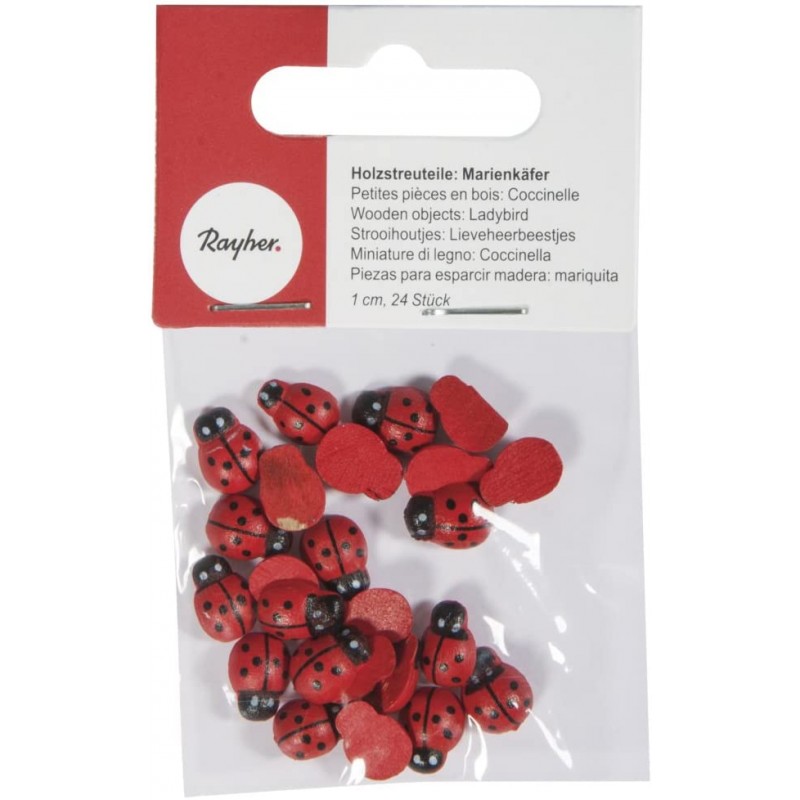 Rayher - Sachet de 24 petites coccinelles en bois peint