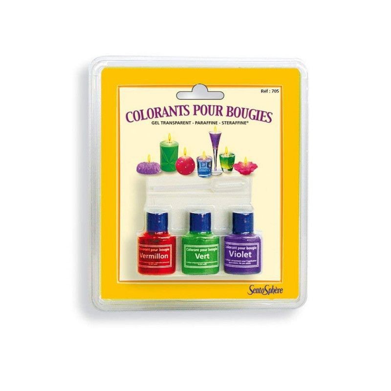 Sentosphère - 705 - Accessoires - 3 colorants bougies - Violet vert vermillon