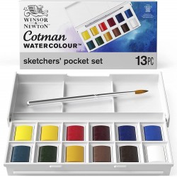 Winsor et Newton - Aquarelle fine cotman - Boîte plastique de 12 demi godets