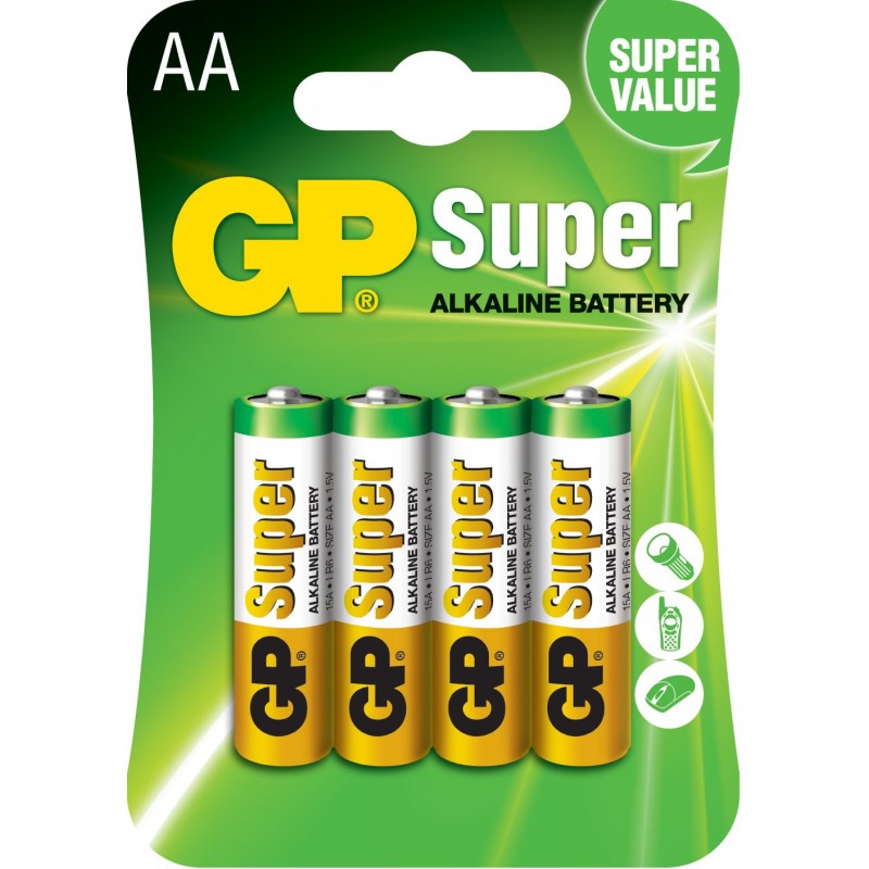 GP Blister de 4 Alcalines Super AA 1,5 V