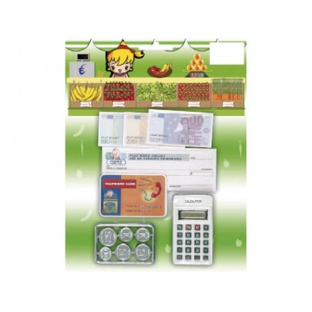 Wonder Kids - Jeux d'imitation - Blister de pièces de monnaie en euro et calculatrice