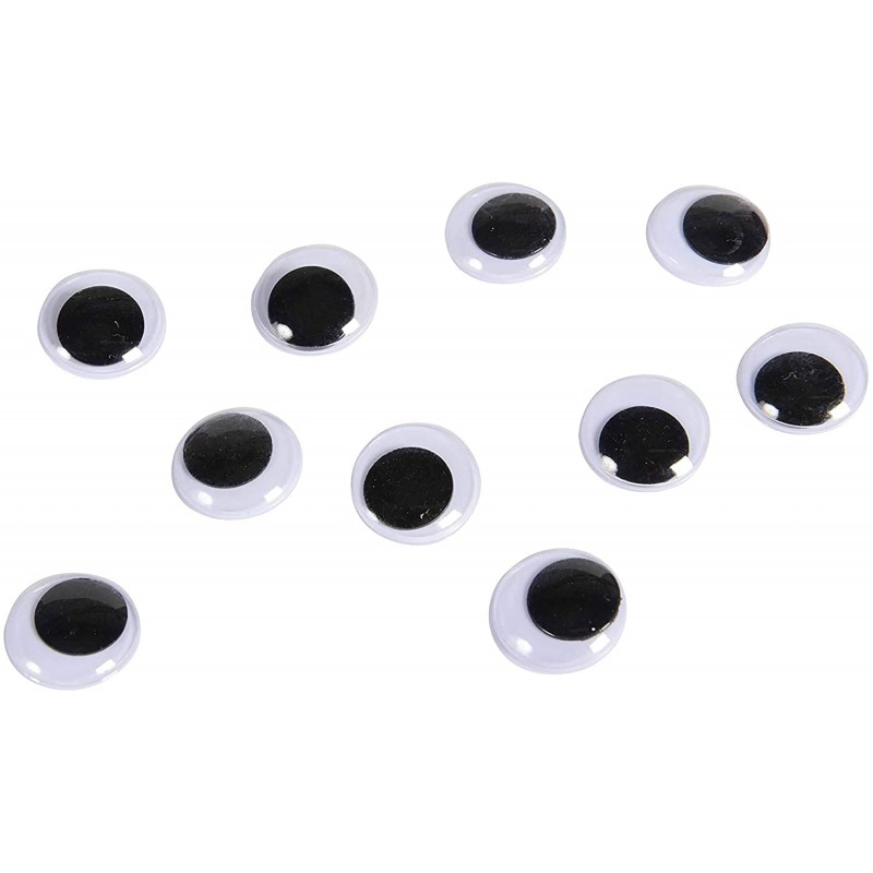 Rayher - Blister de 10 yeux mobiles en plastique - Blanc et noir - 10 mm