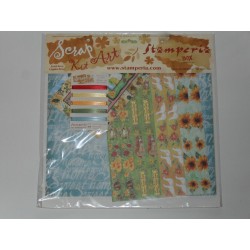 kit, set scrapbooking (2 cartes,6 feuilles,5 rubans,1 sticker) - (thème campagne)