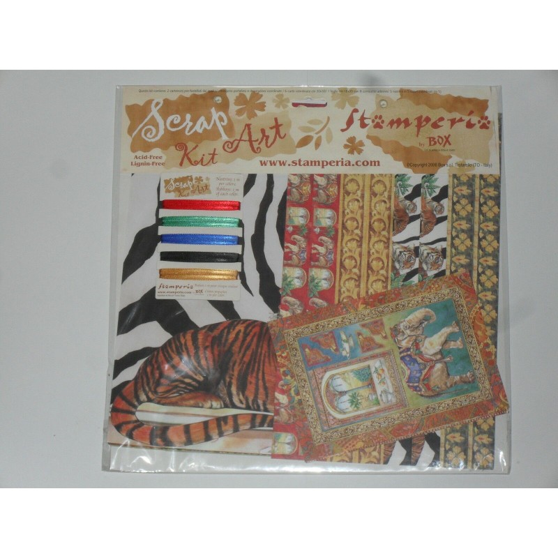 kit, set scrapbooking (2 cartes,6 feuilles,5 rubans, 1 sticker) - (thème l'inde)